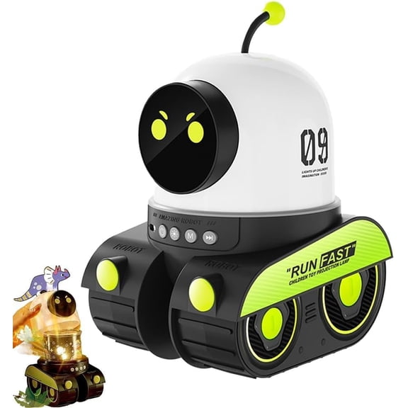 Kids Cartoon Projector Lamp with 21 Image Slides,360°Rechargeable Night Light Projects Rotating Starry Sky & Animals, Bluetooth Speaker for Nursery Decor & Christmas Birthdays Gifts