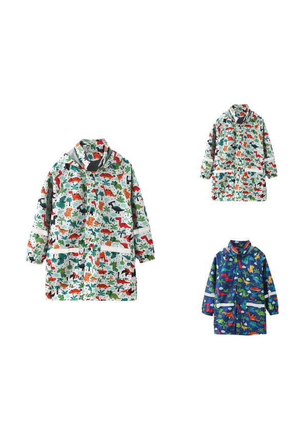 Kids Cartoon Rain Suit with Hood, Waterproof Bib Raincoat for Boys & Girls Ages 2-11, Full Body Rain Wear for Outdoor Play, Kindergarten & School