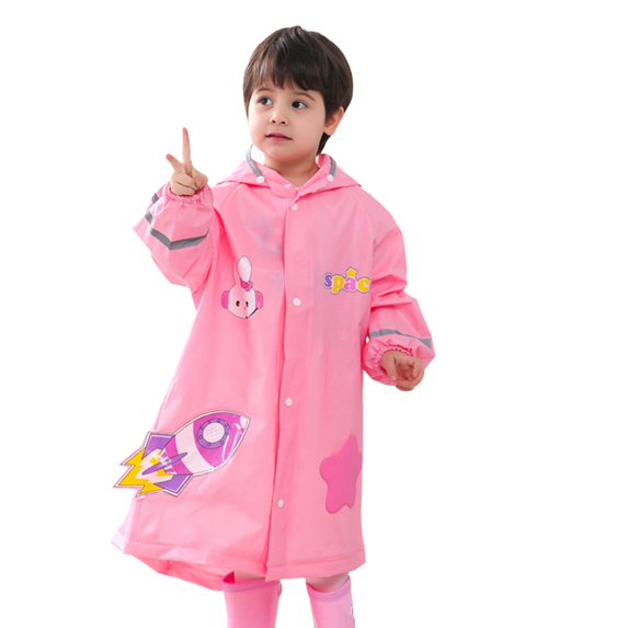 Kids Cartoon Raincoat Cute Transparent Brim Rain Poncho Waterproof Hooded Rain Gear for Boys Girls Daily Outdoor