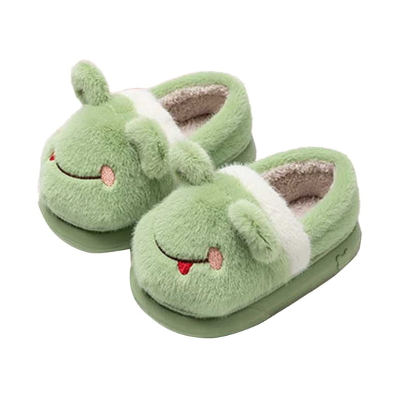 Kids Cartoon Slippers, Cute 3D Character Plush Indoor Shoes, Warm Lined Winter Booties for Home Play