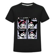 THOMBASE Kids Cartoon T-Shirt - Cute Kuromi Print Short Sleeve Tee for Girls & Boys - Soft Cotton Casual Summer Top