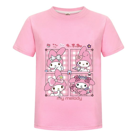 Kids Cartoon T-Shirt - Cute My Melody Print Short Sleeve Tee for Girls & Boys - Soft Cotton Casual Summer Top