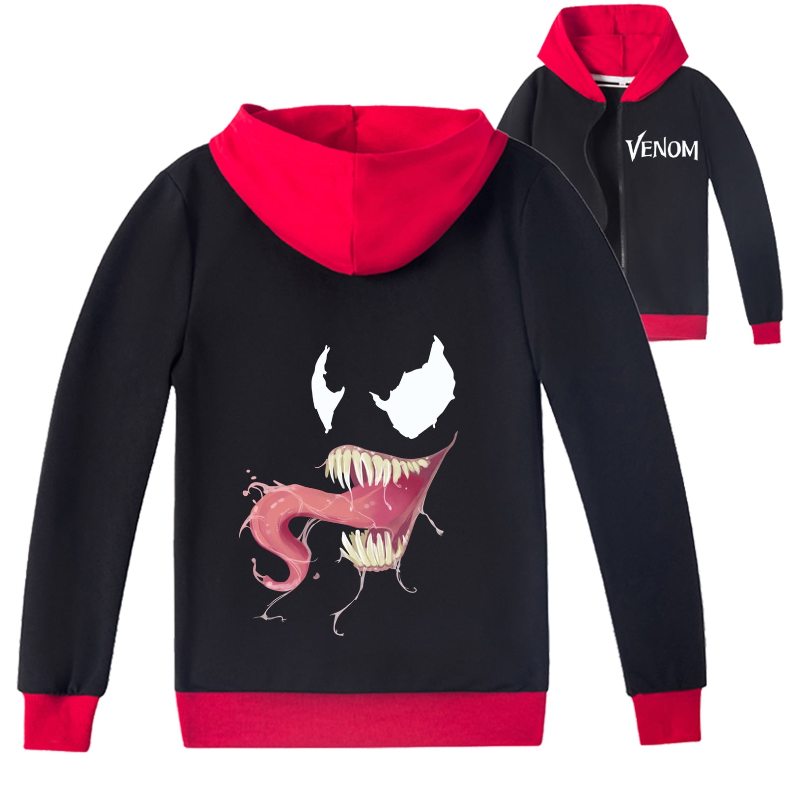 Kids Cartoon Venom Zip-Up Hoodie for Kids - Stylish Marvel Costume ...