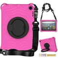 thumbnail image 1 of Kids Case for Amazon Kindle Fire HD 8/HD8 Plus 10th Generation 2020/2022 with Pencil Holder/Multi-Function Kickstand-Handle/Shoulder Strap, Protection Duty Shockproof Silicone Cover - Rose, 1 of 8
