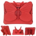 thumbnail image 1 of Kids Case for Apple iPad 9th 8th 7th Generation 2021/2020/2019 10.2 Inch, iPad Air 3rd Gen 10.5" Case, Cute Butterfly Rotating Stand Lightweight Kids Friendly Shockproof Case with Pencil Holder,Red, 1 of 6