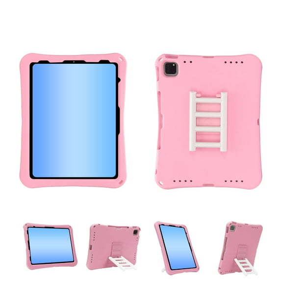 Kids Case for Apple iPad Pro 11 Inch 2024/2022/2021/2020/2018/ iPad Air 11 2024/ iPad Air 5 4, Lightweight Kids Friendly Kickstand Handle Cute Ladder Design Bumper Back Cover for Girls Boys,Pink