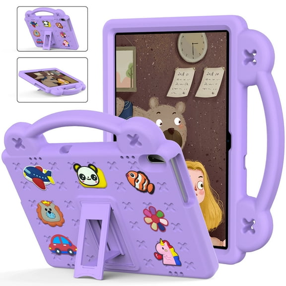 Kids Case Compatible with Lenovo Tab M10 TB-X505F/TB-X605F (10.1 inch),Cute Kids Kawaii Cover 3D Cartoon Handle & Stand Soft Silicone Shockproof Case,Lightpurple