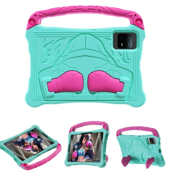 Kids Case For Samsung Galaxy Tab S8 – Soft TPU Military Grade Shockproof Boxing Design Kickstand Cover with Portable Handle & Shoulder Strap - Mint