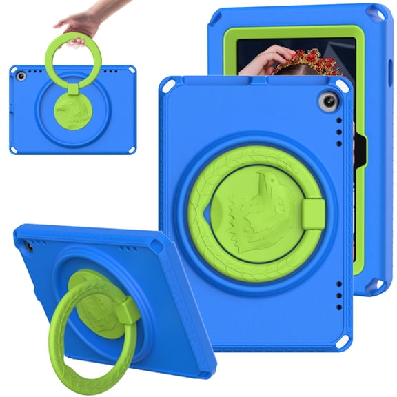 Kids Case for Kindle Fire HD 8/ Fire HD 8 Plus Tablet (2022/2020 Release - 12th/10th Generation) 8" - Shockproof Rugged Case with 360 Degree Rotating Viewing Kickstand, Portable Handle Cover, Blue