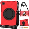 thumbnail image 1 of Kids Case for Lenovo Tab M10 Plus 10.3" 2020 TB-X606F with Pencil Holder/Multi-Function Kickstand-Handle/Shoulder Strap, Protection Duty Shockproof Silicone Cover for Tab M10 Plus - Red, 1 of 8