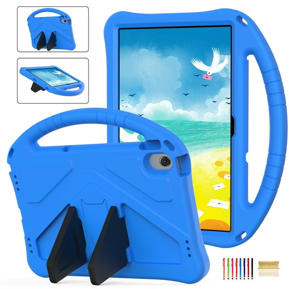 Kids Case for Lenovo Tab M10 Plus 3rd Gen 10.6 Inch 2022(TB125FU/TB128FU/TB128XU),Built-in Kickstand, Rugged Durable Shockproof Lightweight Handle Protective Silicone+Hard PC Protection Case, Blue