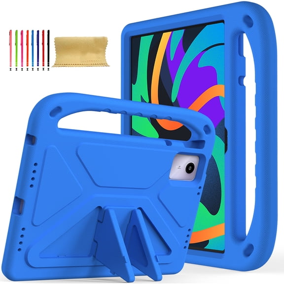 Kids Case for Lenovo Tab M11 11" 2024, Heavy Duty Shockproof Silicone Kids Friendly Kickstand Cover with Handle Grip & Stylus Holder for Lenovo Tab M11 11" 2024, Blue