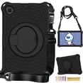 thumbnail image 1 of Kids Case for Samsung Galaxy Tab A 10.1 2019 SM-T515/SM-T510 with Pencil Holder/Multi-Function Kickstand-Handle/Shoulder Strap, Protection Duty Shockproof Silicone Cover - Black, 1 of 8