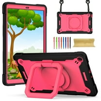 Kids Case for Samsung Galaxy Tab A 10.1 inch 2019 Tablet, Dteck 360 Degree Swivel Handle Grip Stand Heavy Duty Rugged Shockproof Case with Carrying Shoulder Strap for Samsung SM-T510/T515,Black/Rose