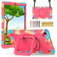thumbnail image 1 of Kids Case for Samsung Galaxy Tab A 10.1 inch 2019 Tablet, Dteck 360 Degree Swivel Handle Grip Stand Heavy Duty Rugged Shockproof Case with Carrying Shoulder Strap for SM-T510/T515,Colorful Rose, 1 of 9