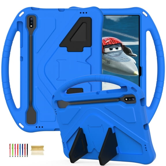 Kids Case for Samsung Galaxy Tab A 7.0 inch Tablet 2016 Case SM-T280/T285,Built-in Kickstand, Rugged Durable Shockproof Lightweight Handle Protective Silicone+Hard PC Protection Case, Blue