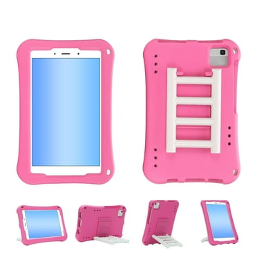 Kids Case for Samsung Galaxy Tab A 8.0 2019 SM-T290 T295 T297, Silicone Rotating Kickstand Handle Shockproof Bumper Lightweight Kids Friendly Case Cover for Girls Boys, Rose