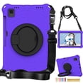thumbnail image 1 of Kids Case for Samsung Galaxy Tab A7 10.4" 2020 SM-T500 / SM-T505 with Pencil Holder/Multi-Function Kickstand-Handle/Shoulder Strap, Protection Duty Shockproof Silicone Cover - Purple, 1 of 7