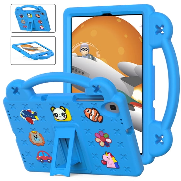 Kids Case for Samsung Galaxy Tab A7 8.7 Inch 2021(SM-T220 / T225 / T227), Cute Kids Kawaii Cover 3D Cartoon Handle & Stand Soft Silicone Shockproof Case,Skyblue