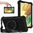 thumbnail image 1 of Kids Case for Samsung Galaxy Tab A7 Lite 8.7" T220/T225 with Pencil Holder/Multi-Function Kickstand-Handle/Shoulder Strap, Protection Duty Shockproof Silicone Cover for A7 Lite 8.7" 2021 - Black, 1 of 7