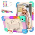 thumbnail image 1 of Kids Case for Samsung Galaxy Tab A7 Lite 8.7 inch 2021 Release, Allytech 360 Degree Swivel Stand Heavy Duty Rugged Shockproof Case with Hand/Shoulder Strap Case for SM-T220/T225, Colorful Beige, 1 of 6