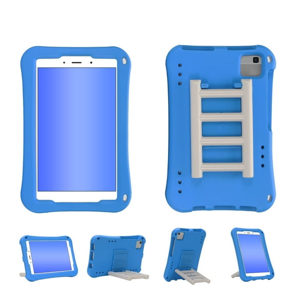 Kids Case for Samsung Galaxy Tab A7 Lite 8.7 inch SM-T220 T225 T227, Silicone Rotating Kickstand Handle Shockproof Bumper Lightweight Kids Friendly Case Cover for Girls Boys, Blue