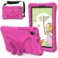 thumbnail image 1 of Kids Case for Samsung Galaxy Tab A9+ Plus 11 Inch SM-X210 X216 X218, Cute Butterfly Design Soft EVA Rubber Kicksand Shoulder Strap Lightweight Kids Friendly Washable Case for Girls Boys, Rose, 1 of 6
