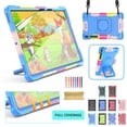 thumbnail image 1 of Kids Case for Samsung Galaxy Tab S8 Plus 2022/S7 FE 2021/S7 Plus 2020 12.4 inch Tablet with Screen Protector Film, Dteck 360 Degree Swivel Handle Grip Stand Rugged Shockproof Case,Colorful Blue, 1 of 9