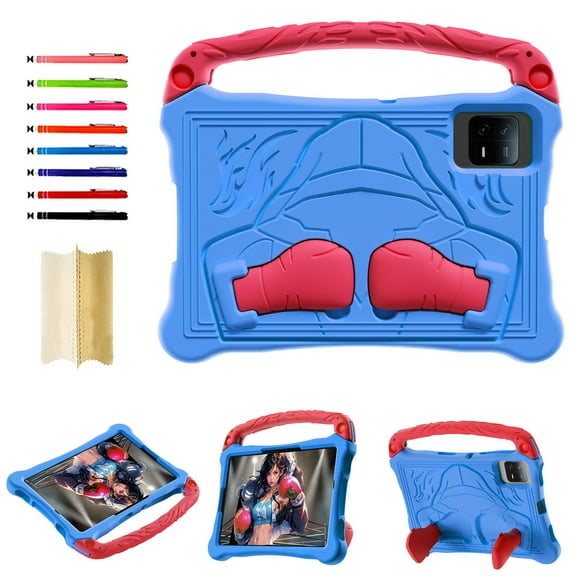 Kids Case for Samsung Galaxy Tab S9 FE/S9/S8/S7 Silicone Protective Rugged Case with Shoulder Strap & Handle Grip & Kickstand for Samsung Galaxy Tab S9 FE/S9/S8/S7, Blue