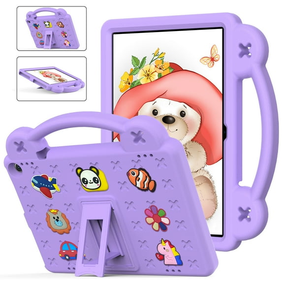 Kids Case for Walmart Onn 10.1 Tablet Case 2024 Gen 4 (Model:100135925), Onn 10.1 2024 Case, Cute DIY Figures Handle Stand Drop Protection Shockproof Case for Boys Girls Children,Lightpurple