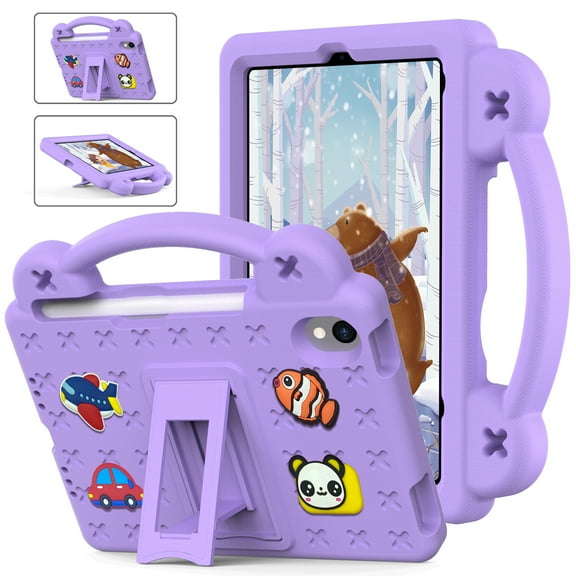 Kids Case for Walmart Onn 10.1" Tablet (Gen 4) 2024, Children Friendly DIY Cartoon EVA Foam Protective Handle Stand Cover for Onn 10.1 inch 4th Generation Tablet (Model: 100135925) ,Lightpurple
