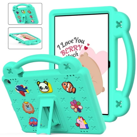 Kids Case for Walmart Onn 12.1" Tablet Pro 2024 Model:100146663, Onn 12.1" Tablet Pro 2024 Case, Cute DIY Figures Handle Stand Drop Protection Shockproof Case for Boys Girls Children, Mintgreen