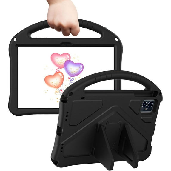 Kids Case for 2025 Tab 2 10.1", Children Friendly EVA Foam Protective Stand Handle Cover for T-Mobile REVVL Tab 2 10.1 Inch Tablet - Black