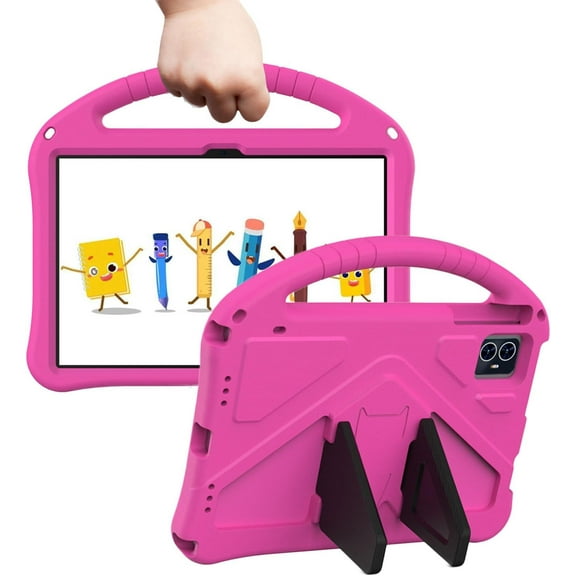 Kids Case for 2025 Tab 2 10.1", Children Friendly EVA Foam Protective Stand Handle Cover for T-Mobile REVVL Tab 2 10.1 Inch Tablet - Hot Pink