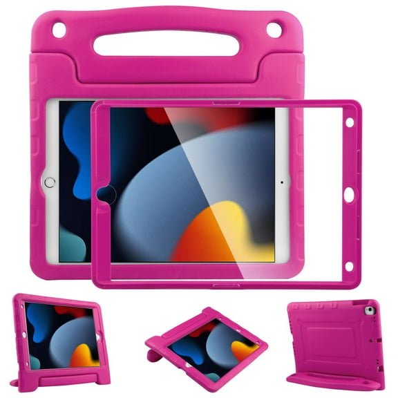 Kids Case for 9th/8th/7th Generation, iPad 10.2 case 2021/2020/2019 with Built-in Screen Protector, Shockproof Handle Stand Case