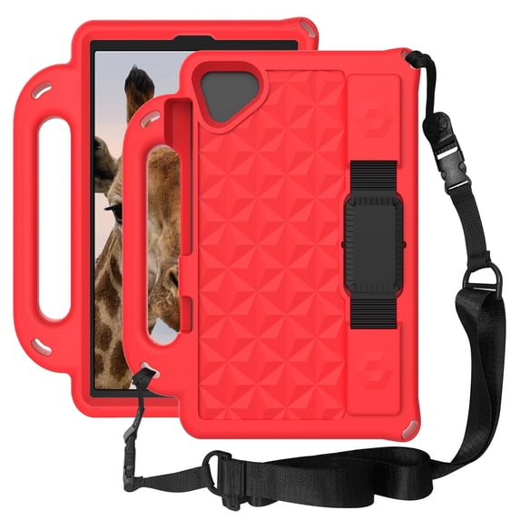 Kids Case for Lenovo Tab M10 FHD Plus 10.3" 2020, Crossbody Strap Hybrid Rugged Shockproof Kickstand Full Protective Cover, Red