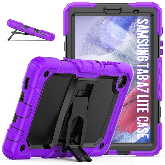 Kids Case for Samsung Tab A7 10.4 2020 SM-T500, Slim Dual Layer Heavy Duty Shockproof Rugged Protective Cover with Stand & Shoulder Strap, Purple