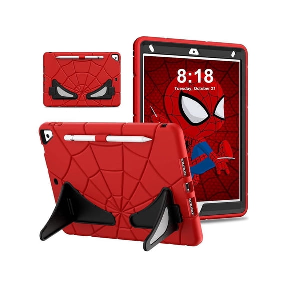 Kids Case for iPad 10.2 Inch 2021 2020 2019, 9th/8th/7th Generation, Heavy Duty Shockproof Rugged Protective Cover with pencil holder, Kickstand