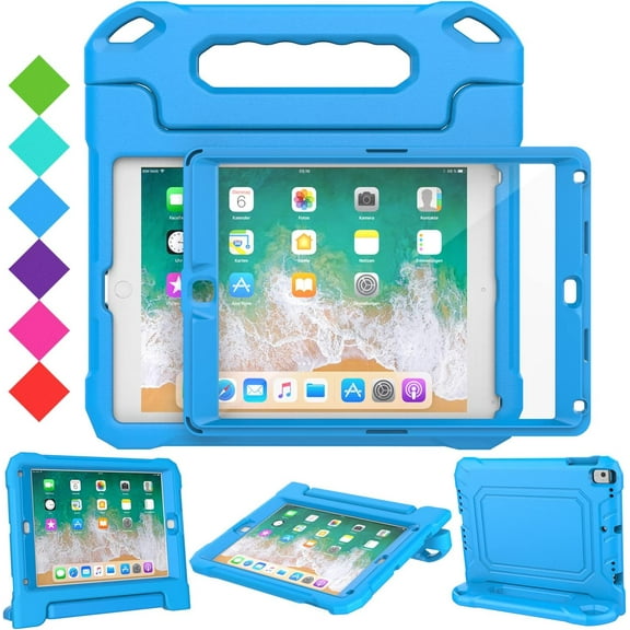 VICVOL Kids Case for iPad 5th/6th Generation (9.7 inch, 2017/2018), iPad Air 1 & Air 2 & Pro 9.7 Case with Screen Protector, Durable Shockproof Protective Cover with Handle Stand, Blue