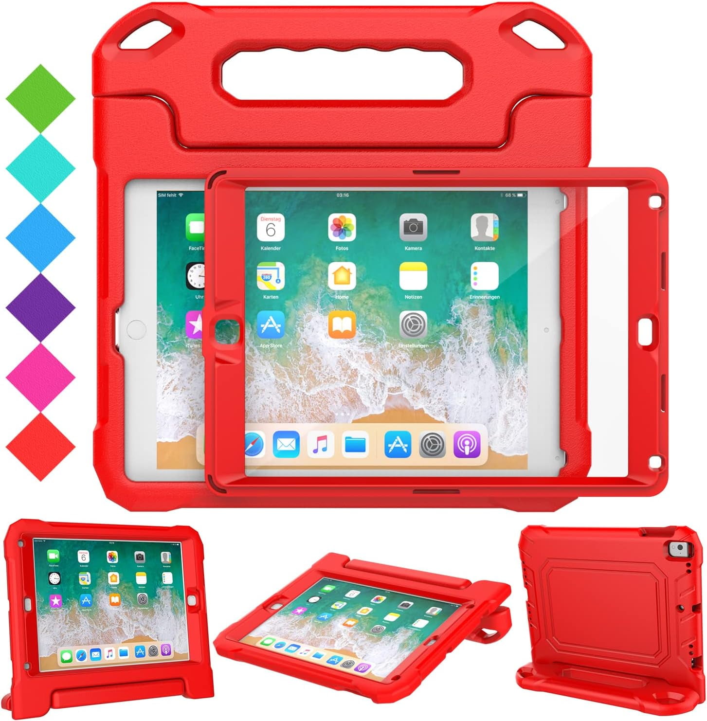 Custodia per iPad 9,7 per bambini 2018/2017 Cover iPad 6/5 generazione TrendGate Cover leggera antiurto per bambini con manico e supporto per iPad Air/iPad Air 2/iPad Pro 9,7 pollici Tablet - Rosa