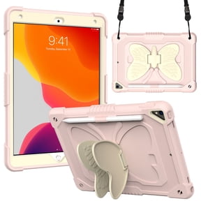 Kids Case for iPad mini 6th Generation, Heavy Duty Hybrid Rugged Stand Protective Shockproof Cover with Shoulder Strap, E