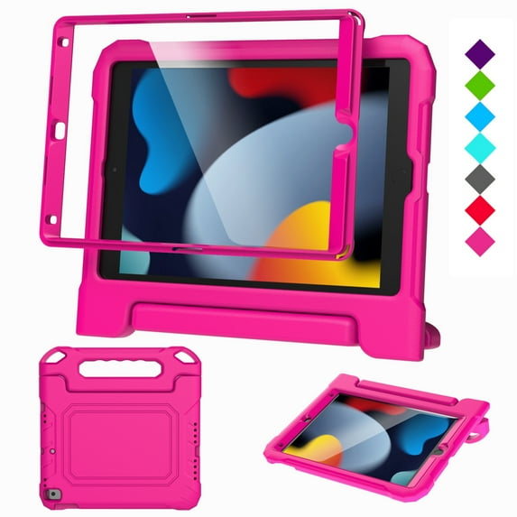 Kids Case for iPad 10.2 inch 9th/8th/7th Generation 2021/2020/2019 - with Built-in Screen Protector, Shockproof Lightweight Handle Stand Kids Case for iPad 10.2" 2021 Latest Tablet Cover