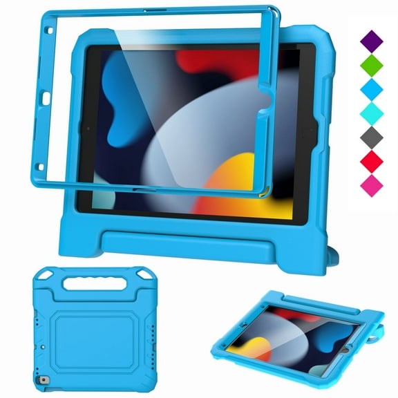 Kids Case for iPad 10.2 inch 9th/8th/7th Generation 2021/2020/2019 - with Built-in Screen Protector, Shockproof Lightweight Handle Stand Kids Case for iPad 10.2" 2021 Latest Tablet Cover