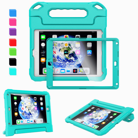 Kids Case for iPad 9.7-inch 2018 6th Generation/2017 5th Generation & iPad 9.7-inch Air/Air 2 - Built-in Screen Protector Shockproof Light Weight Handle Convertible Stand Cover