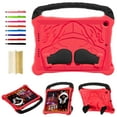 thumbnail image 1 of Kids Case for iPad 9th/8th/7th Generation (10.2 Inch, 2021/2020/2019), for iPad Pro 10.5" 2017/Air 3rd Gen 2019 Silicone Protective Rugged Case with Shoulder Strap & Handle Grip & Kickstand, Red, 1 of 8