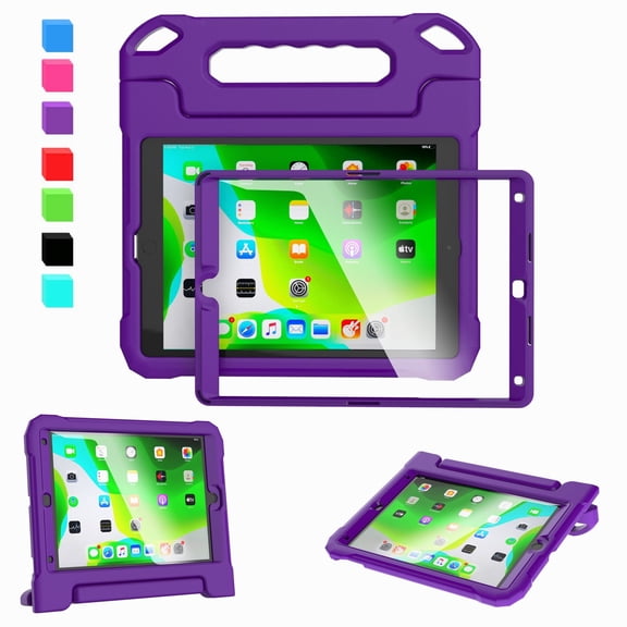Kids Case for iPad 9th/8th/7th Generation(10.2 inch, 2021/2020/2019), iPad 10.2 Case with Screen Protector, Durable Shockproof Protective Handle Stand Case for Apple iPad 9/8/7 Gen