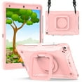 thumbnail image 1 of Kids Case for iPad 9th/ 8th/ 7th Generation 2021 2022 2019,TECH CIRCLE Heavy Duty Hybrid Shockproof 360 Rotating Stand Anti Scratch Drop-Proof Protection Case with Hand Shoulder Strap,Rosegold, 1 of 8