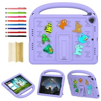 Kids Case for iPad 9th/8th/7th Generation - iPad 10.2 inch 2021/2020/2019 Cover Pencil Holder/Portable Handle/Foldable Kickstand,Shockproof Silicone Cover Cartoon Letter Style Case,
Purple
