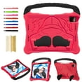thumbnail image 1 of Kids Case for iPad Air 11" 2024/Pro 11" 2024 2022 2021 2020 2018, for iPad 10th Gen/Air 4/Air 5 Silicone Protective Rugged Case with Shoulder Strap & Handle Grip & Kickstand, Red, 1 of 8