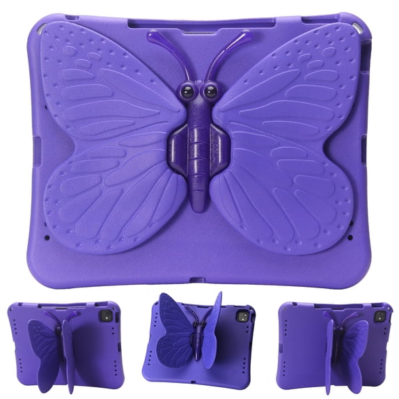 Kids Case for iPad Air 13-inch M4/M3/M2 (2026/2025/2024) / iPad Pro 13 Inch M4 / iPad Pro 12.9 (2018/2020/2021/2022), Cute Butterfly Rotating Stand Kids Friendly Shockproof Case, Purple